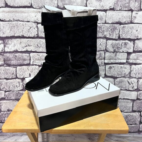 Markon Black Leather Suede Boots Size 9.5 - Picture 1 of 8
